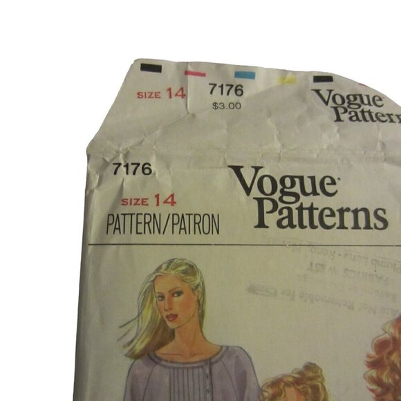 Vogue Women's Vintage Patterns Sewing 7176 Pattern Blouse Size 14 - Picture 2 of 4
